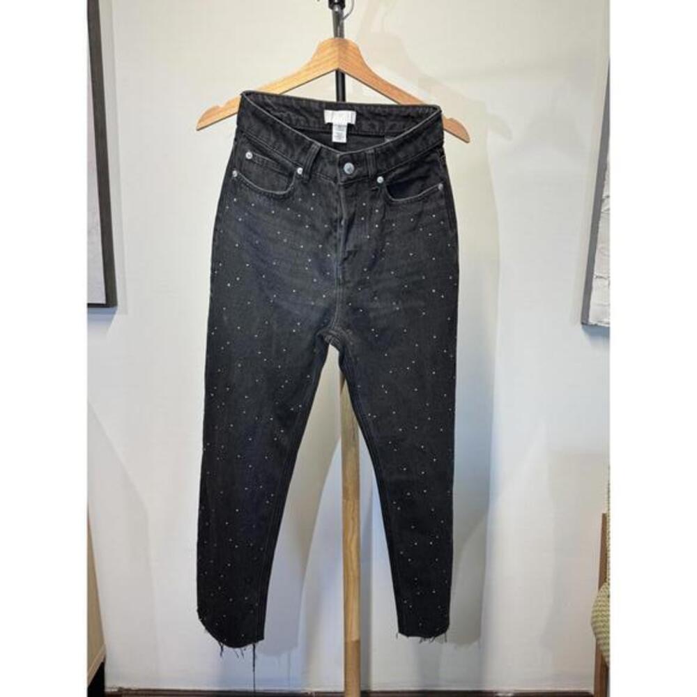 Black High-Waisted Jeans with Stud Detailing